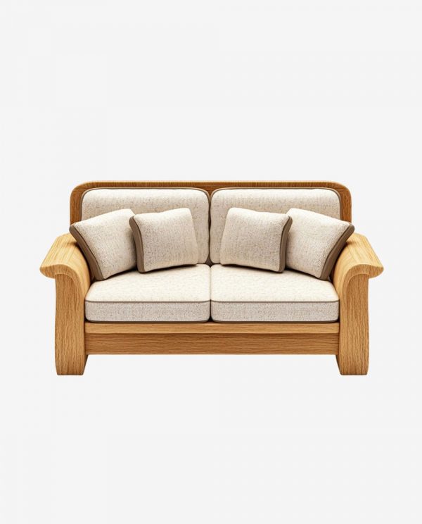Second image of Cozy Wooden Sofa with Decorative Cushions